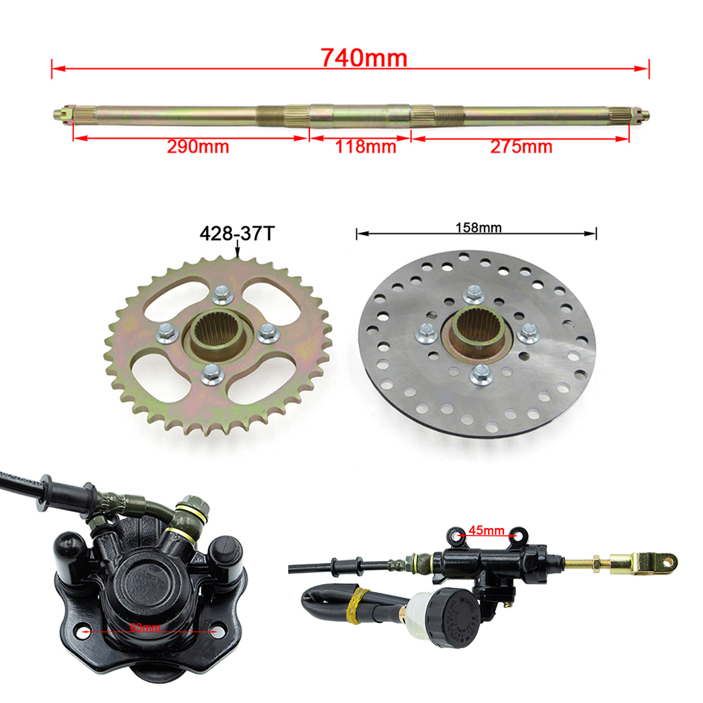 Go Kart 740mm Rear Axle Comple - огляд і ціна 428 Chain
