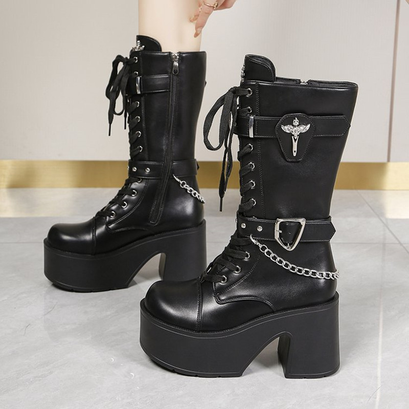 Goth Platform Chunky High Heel - огляд і ціна Motorcycle Chain